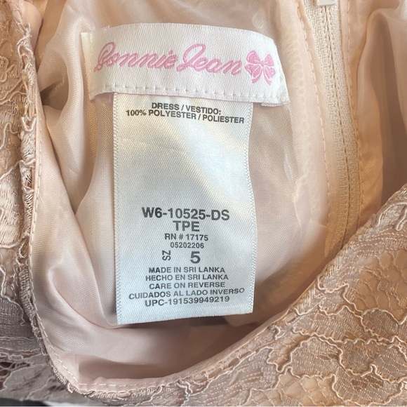 Bonnie Jean Girls Size 5 Taupe Blush Bow Embroidered Lace Floral Ballerina Dress - Picture 7 of 8